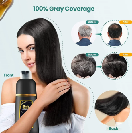 3-in-1 Black Hair Dye Shampoo – Hair Colour Shampoo for Men & Women (100ml) - New Packaging